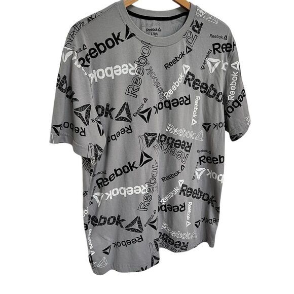 Reebok‎ Men's Gray Graphic Logo T-Shirt Size L Short Sleeve Casual - Picture 1 of 5